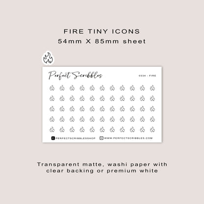 FIRE tiny icon planner stickers | Minimal | Credit card size sheet