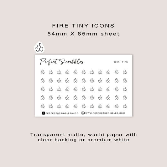 FIRE tiny icon planner stickers | Minimal | Credit card size sheet