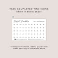 TASK COMPLETED tiny icon planner stickers | Minimal | Credit card size sheet