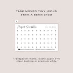 TASK MOVED tiny icon planner stickers | Minimal | Credit card size sheet
