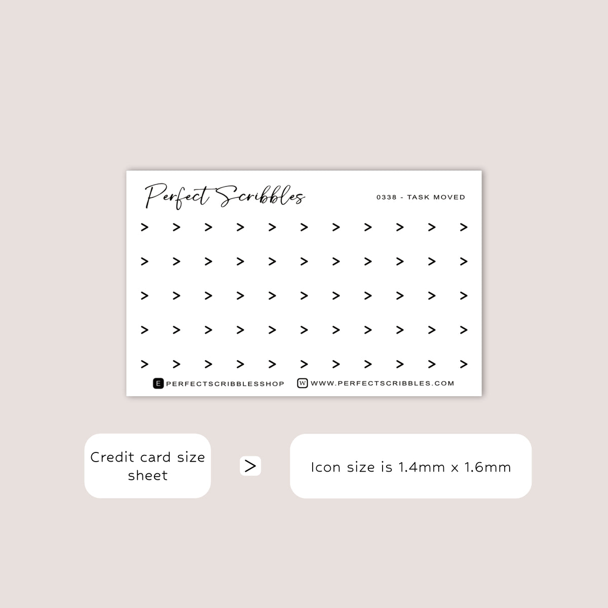 TASK MOVED tiny icon planner stickers | Minimal | Credit card size sheet