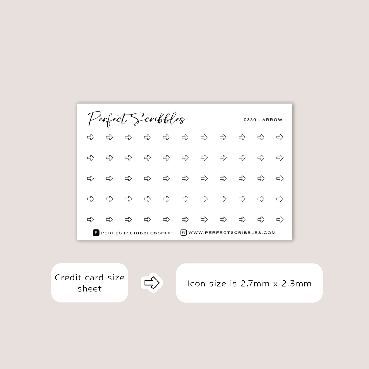ARROW tiny icon planner stickers | Minimal | Credit card size sheet