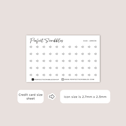 ARROW tiny icon planner stickers | Minimal | Credit card size sheet