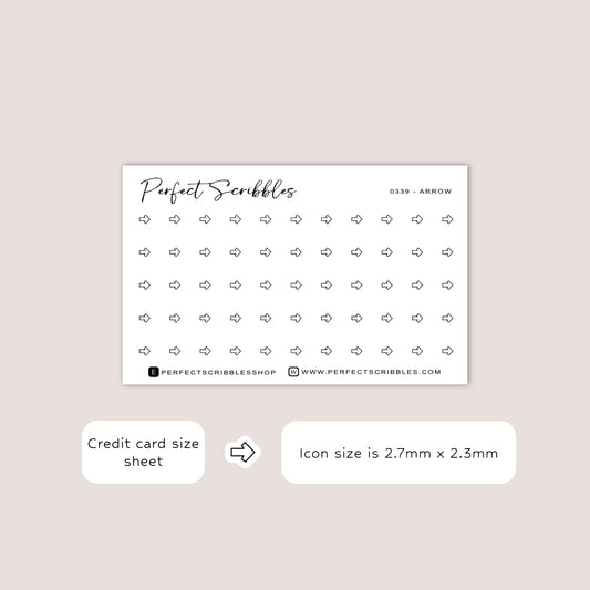ARROW tiny icon planner stickers | Minimal | Credit card size sheet