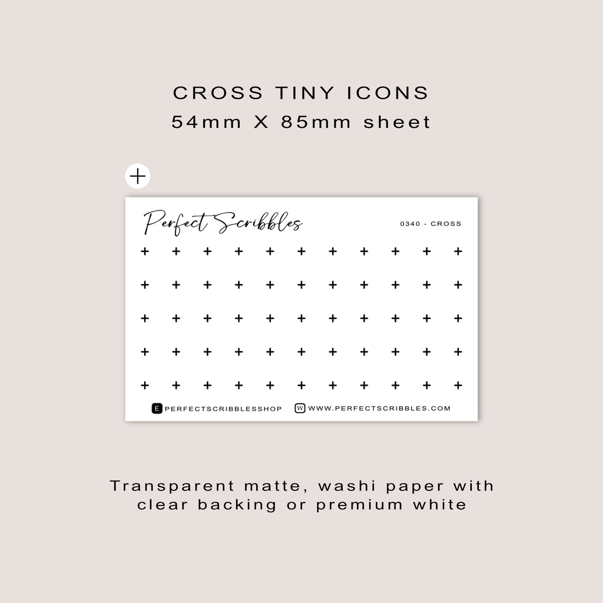 CROSS tiny icon planner stickers | Minimal | Credit card size sheet