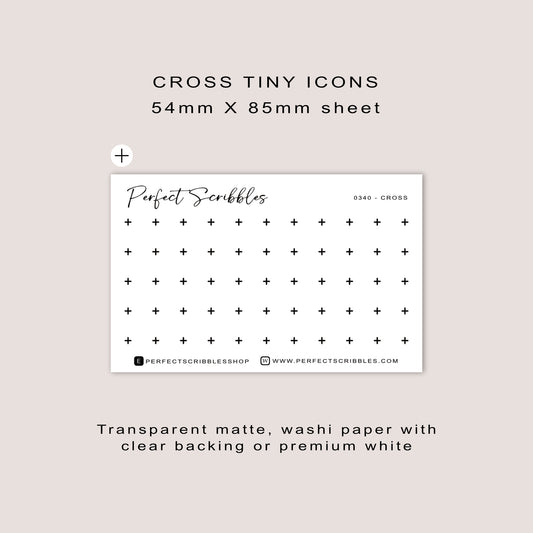 CROSS tiny icon planner stickers | Minimal | Credit card size sheet