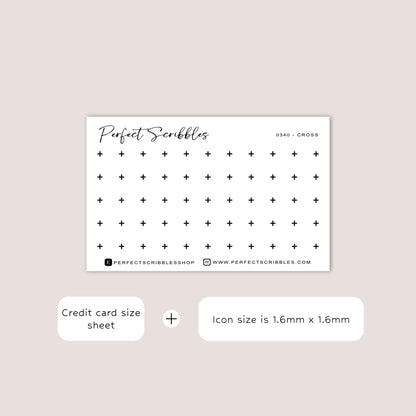 CROSS tiny icon planner stickers | Minimal | Credit card size sheet