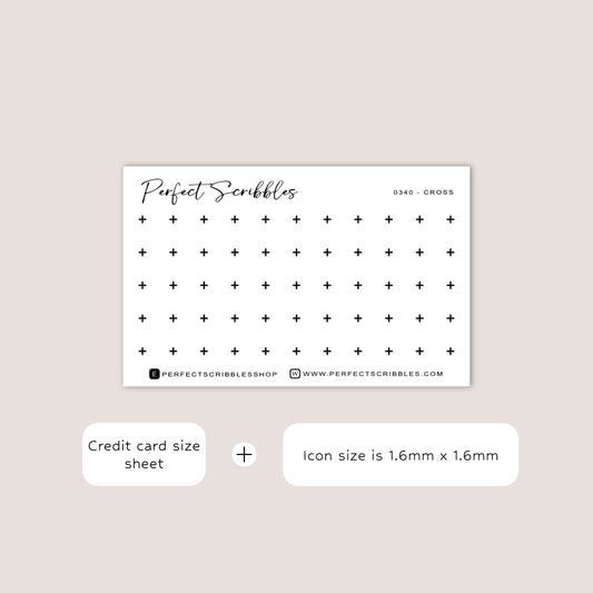 CROSS tiny icon planner stickers | Minimal | Credit card size sheet
