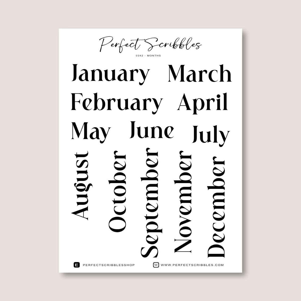 Month Label Journaling Stickers | Transparent Matte, Washi or Premium White stickers
