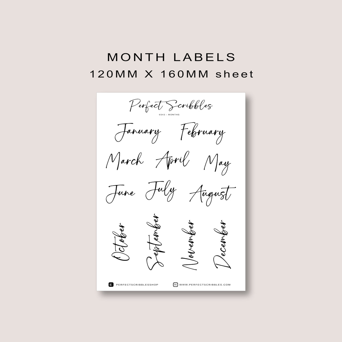 Month Label Journaling Stickers | Transparent Matte, Washi or Premium White stickers
