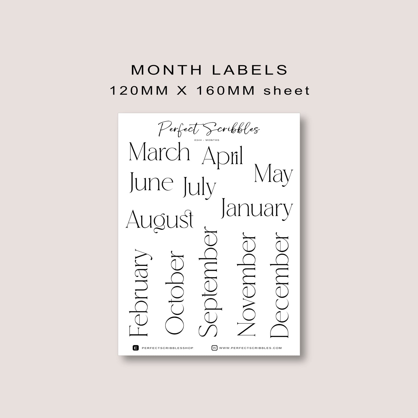 Month Label Journaling Stickers | Transparent Matte, Washi or Premium White stickers