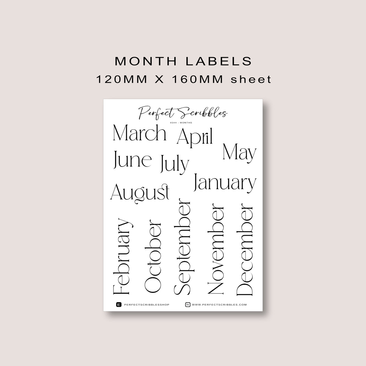 Month Label Journaling Stickers | Transparent Matte, Washi or Premium White stickers