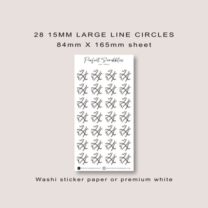 Large Circle Shaped Journaling Sticker in Lines Pattern