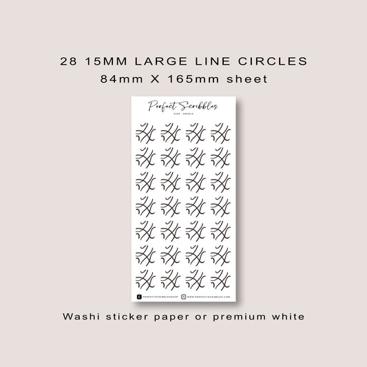 Large Circle Shaped Journaling Sticker in Lines Pattern