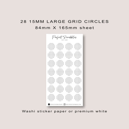 Large Circle Shaped Journaling Sticker in Grid Pattern