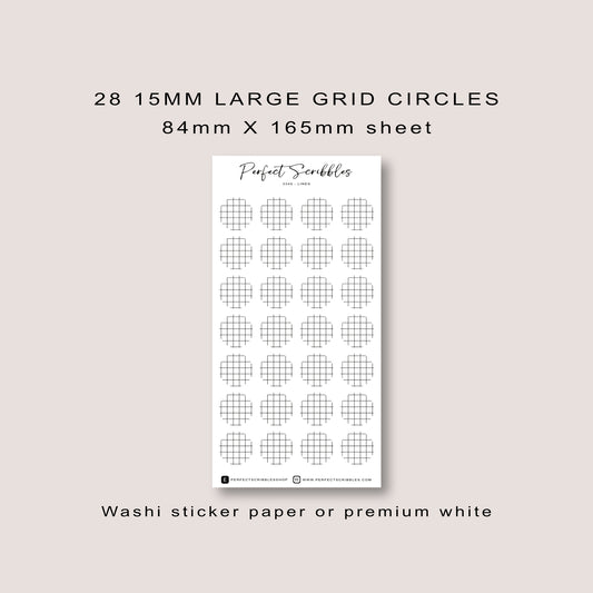Large Circle Shaped Journaling Sticker in Grid Pattern