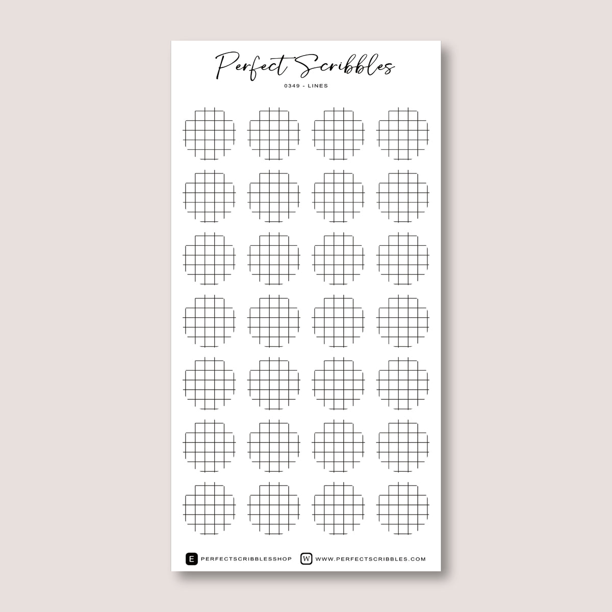 Large Circle Shaped Journaling Sticker in Grid Pattern