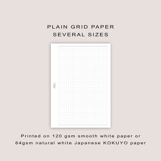 Grid Paper Inserts: Minimalist Planner Refills  (30 Pages) - Several Sizes (PRINTED)