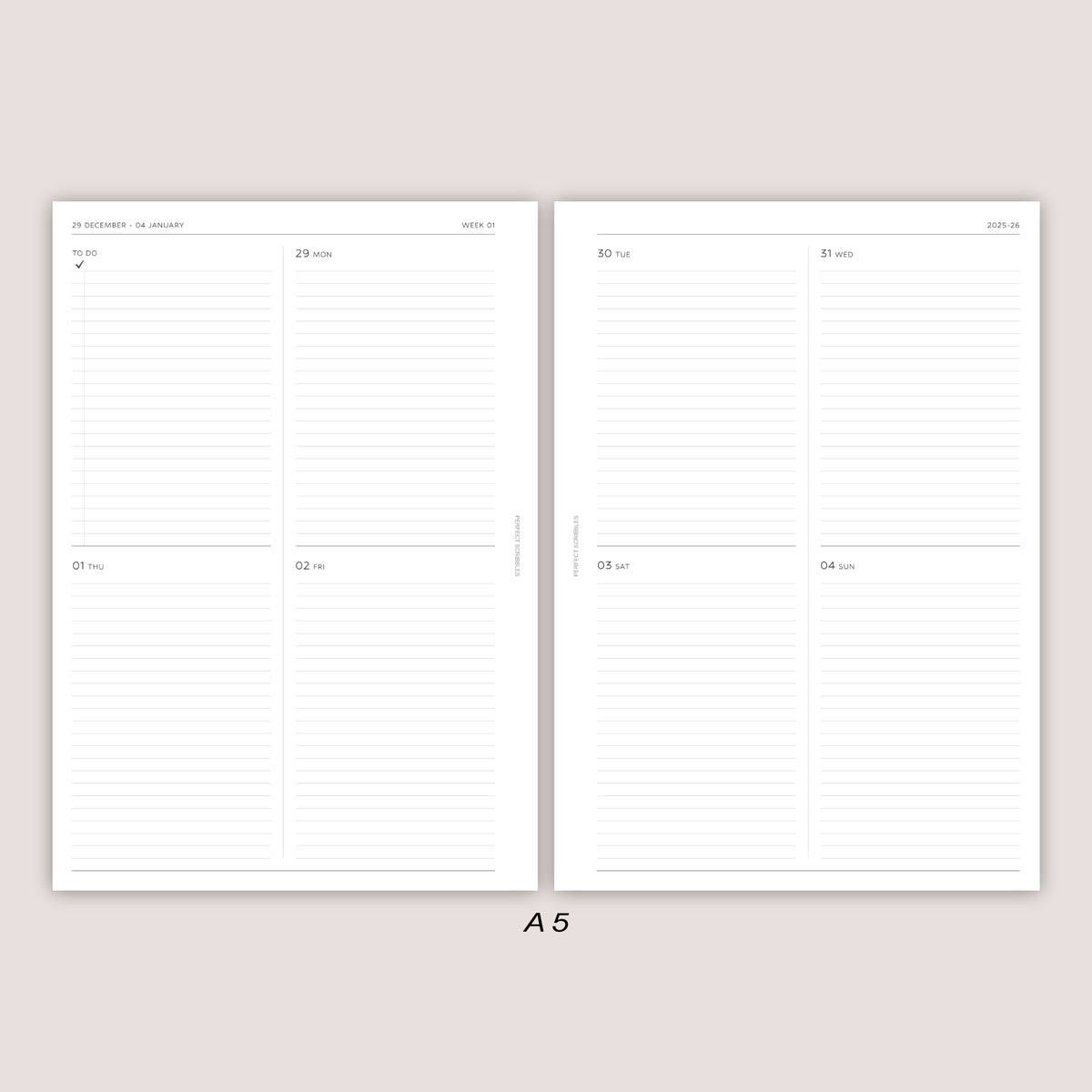 2026 DATED Minimal Weekly Planner Inserts | PRINTED