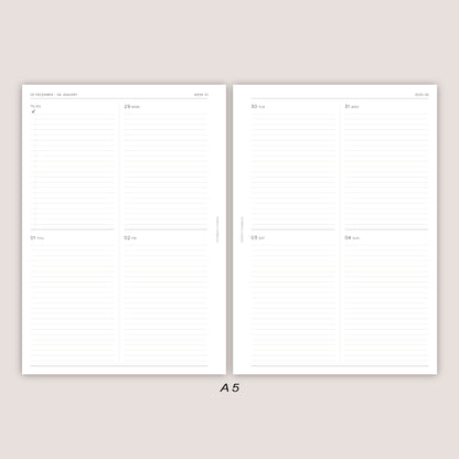 2026 DATED Minimal Weekly Planner Inserts | PRINTED