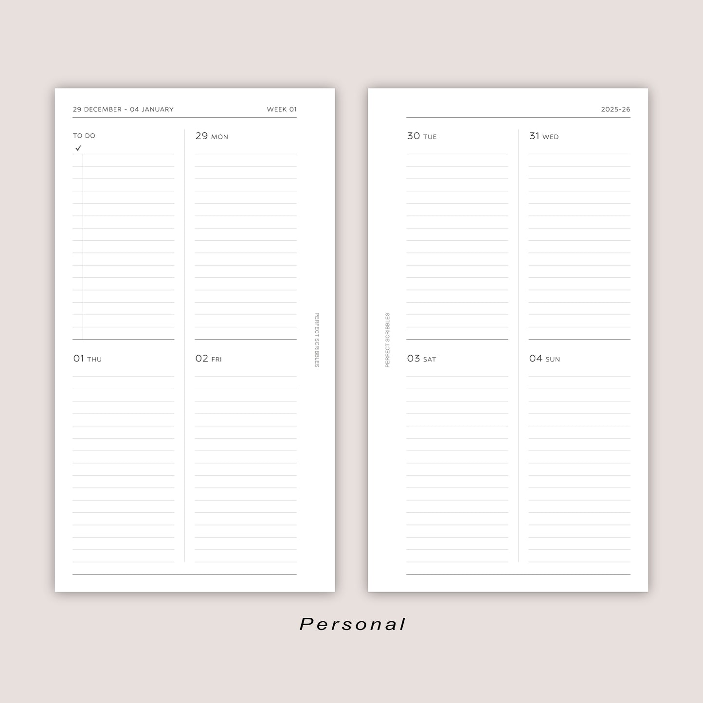2026 DATED Minimal Weekly Planner Inserts | PRINTED