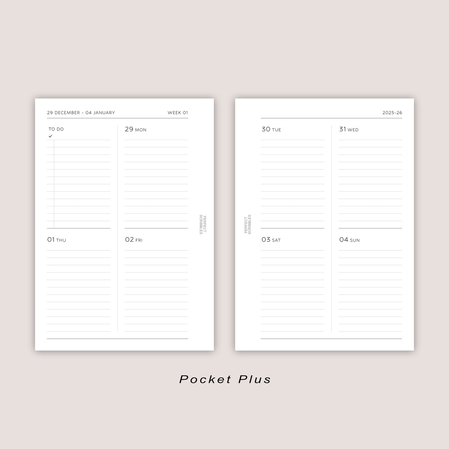 2026 DATED Minimal Weekly Planner Inserts | PRINTED