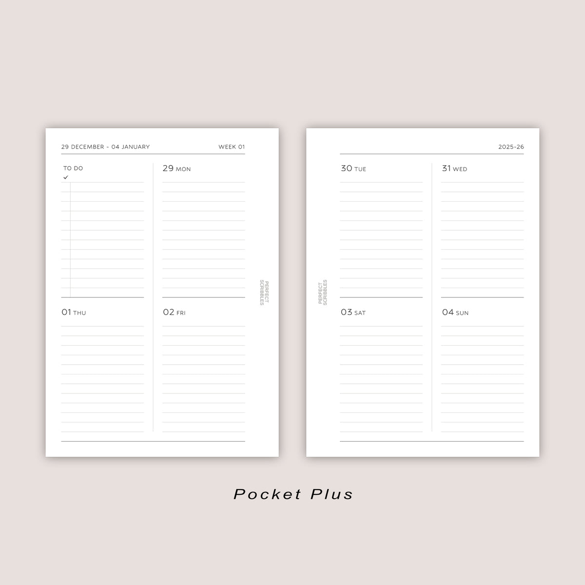 2026 DATED Minimal Weekly Planner Inserts | PRINTED