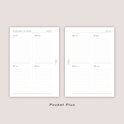 2026 DATED Minimal Weekly Planner Inserts | PRINTED