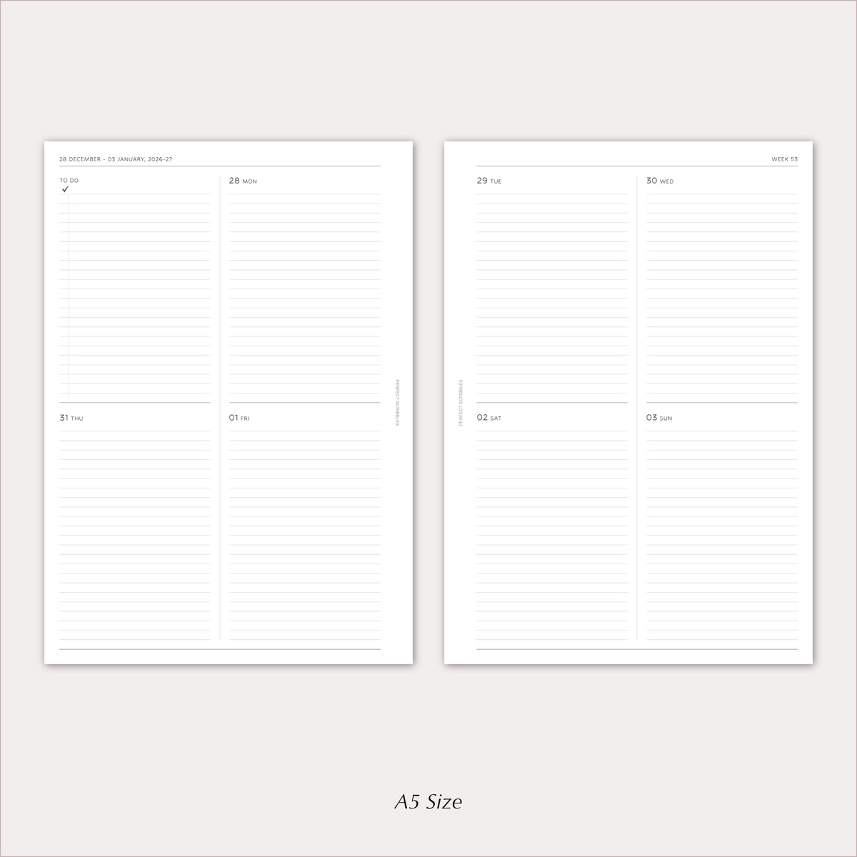 2027 Weekly Agenda Planner Inserts | Minimal Lined | Dated Ring Planner Refill