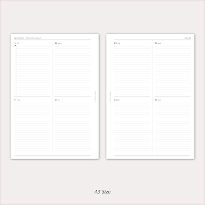 2027 Weekly Agenda Planner Inserts | Minimal Lined | Dated Ring Planner Refill