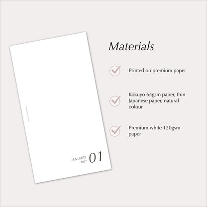 2027 Weekly Agenda Planner Inserts | Minimal Lined | Dated Ring Planner Refill