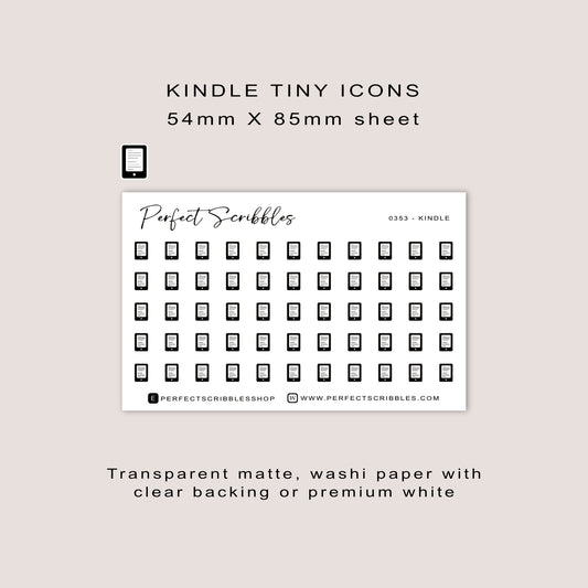 KINDLE tiny icon planner stickers | Minimal | Credit card size sheet