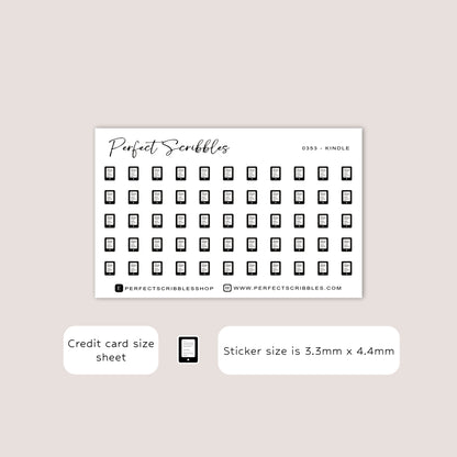 KINDLE tiny icon planner stickers | Minimal | Credit card size sheet