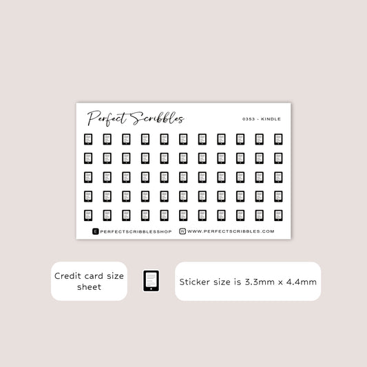 KINDLE tiny icon planner stickers | Minimal | Credit card size sheet