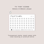 TV tiny icon planner stickers | Minimal | Credit card size sheet
