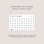 POPCORN tiny icon planner stickers | Minimal | Credit card size sheet