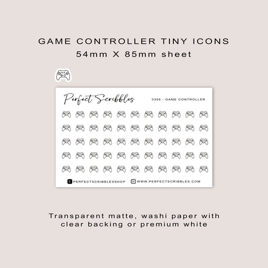 GAME CONTROLLER Tiny Icon Planner Stickers | Minimal | Credit card size sheet