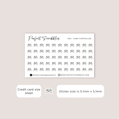GAME CONTROLLER Tiny Icon Planner Stickers | Minimal | Credit card size sheet