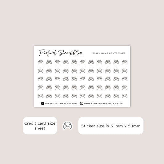 GAME CONTROLLER Tiny Icon Planner Stickers | Minimal | Credit card size sheet