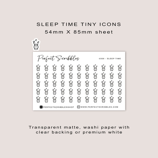 SLEEP TIME Tiny Icon Planner Stickers | Minimal | Credit card size sheet