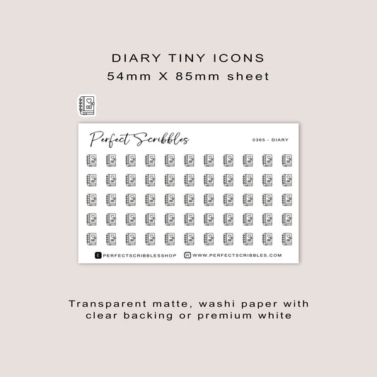 DIARY Tiny Icon Planner Stickers | Minimal | Credit card size sheet