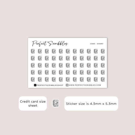 DIARY Tiny Icon Planner Stickers | Minimal | Credit card size sheet