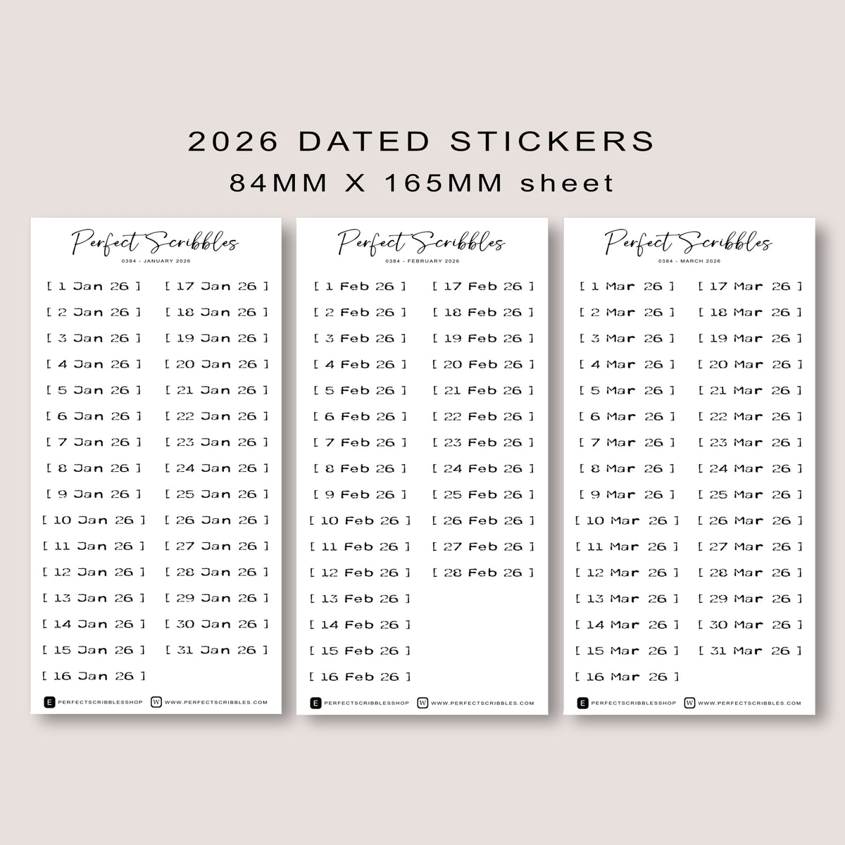 Stamp like 2026 Dated | Transparent Matte Planner Stickers