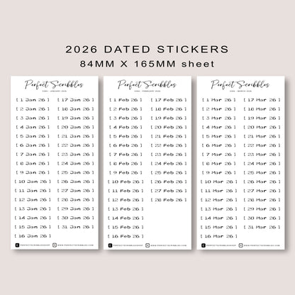 Stamp like 2026 Dated | Transparent Matte Planner Stickers
