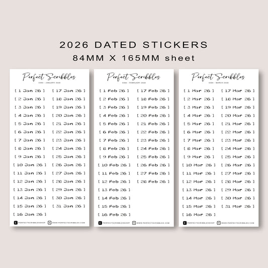 Stamp like 2026 Dated | Transparent Matte Planner Stickers