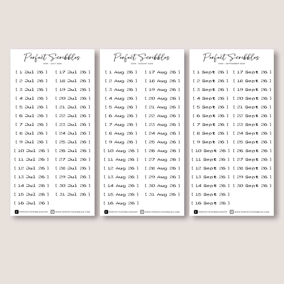 Stamp like 2026 Dated | Transparent Matte Planner Stickers