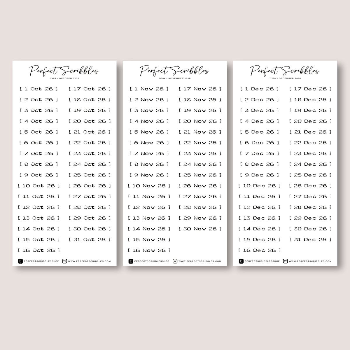 Stamp like 2026 Dated | Transparent Matte Planner Stickers