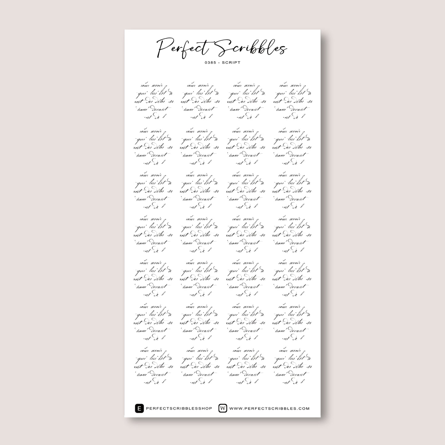Large Circle Shaped Journaling Sticker in Script Pattern