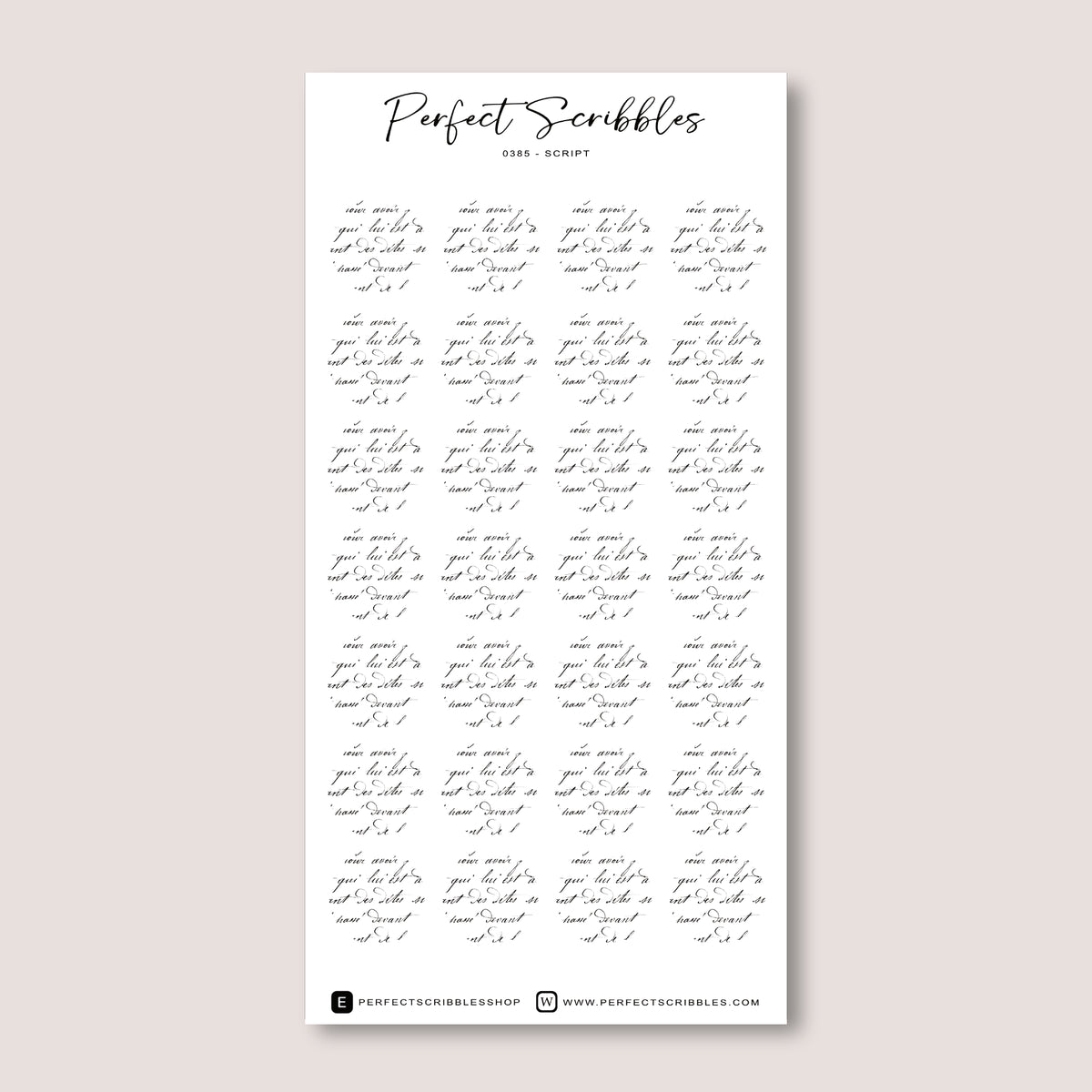 Large Circle Shaped Journaling Sticker in Script Pattern