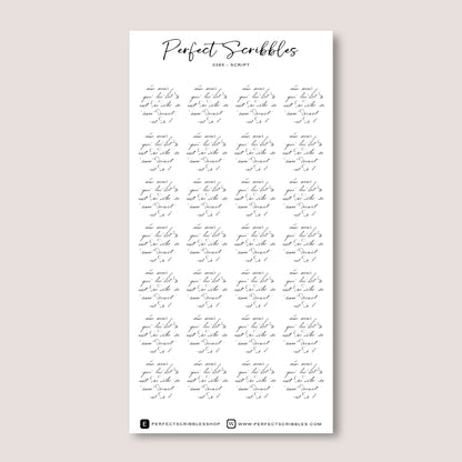 Large Circle Shaped Journaling Sticker in Script Pattern